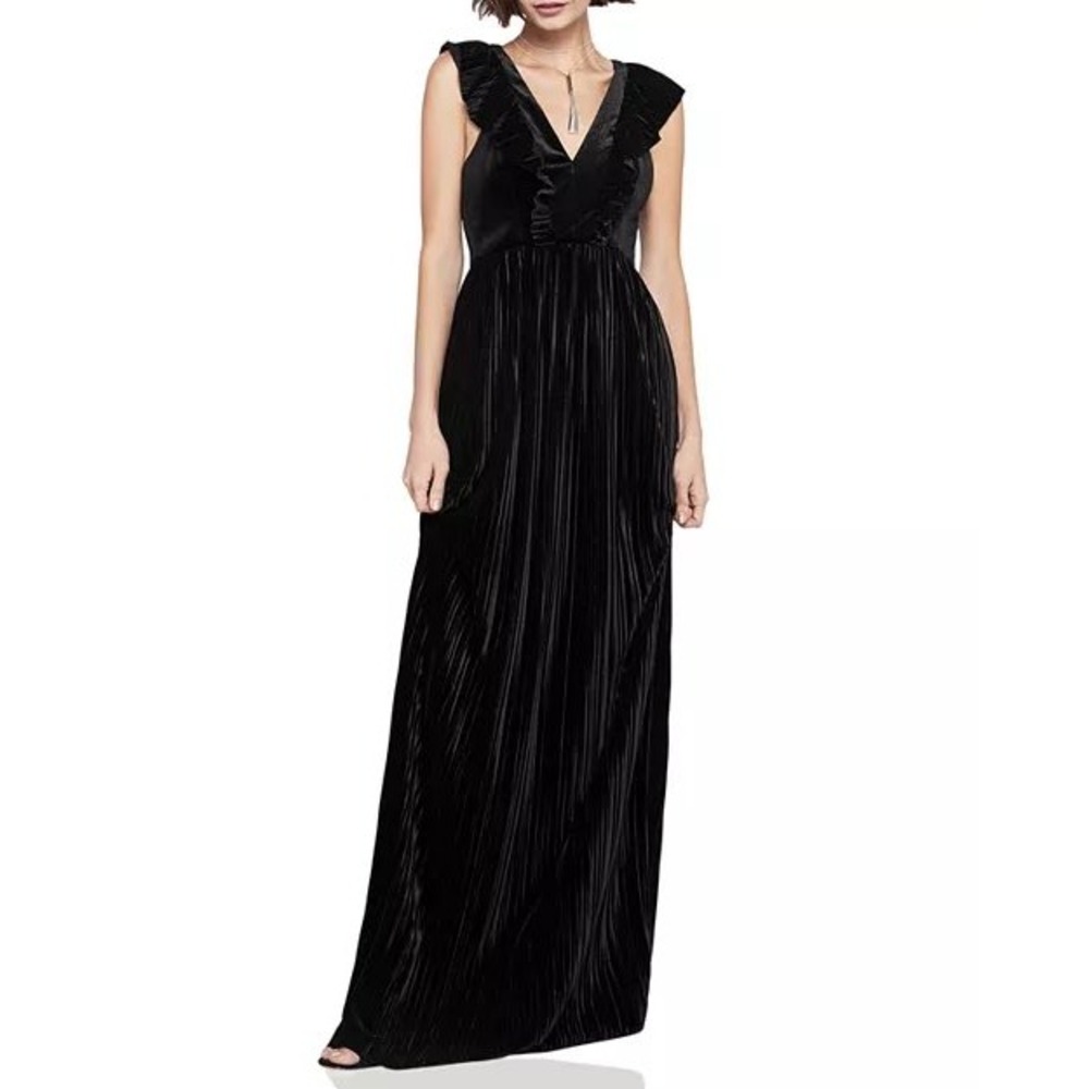 BCBGeneration Black Velvet Whimsigoth Prom Formal Gown Maxi Dress Size 2‎ NWT